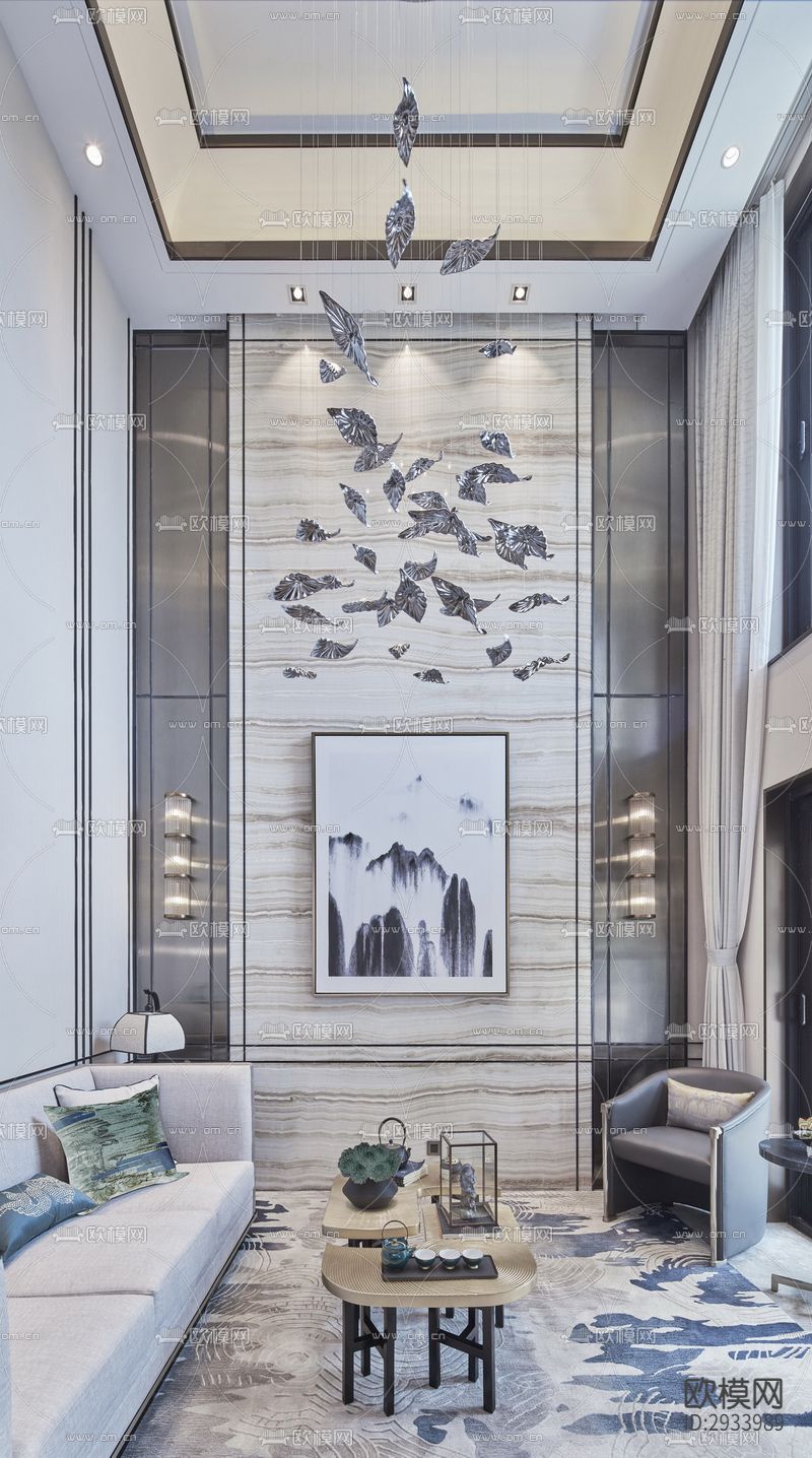 新中式别墅效果图下载（渲染图6）