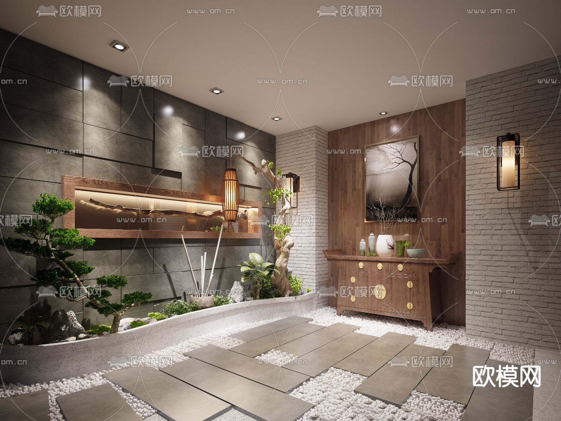 侘寂门厅 玄关过道3d模型下载