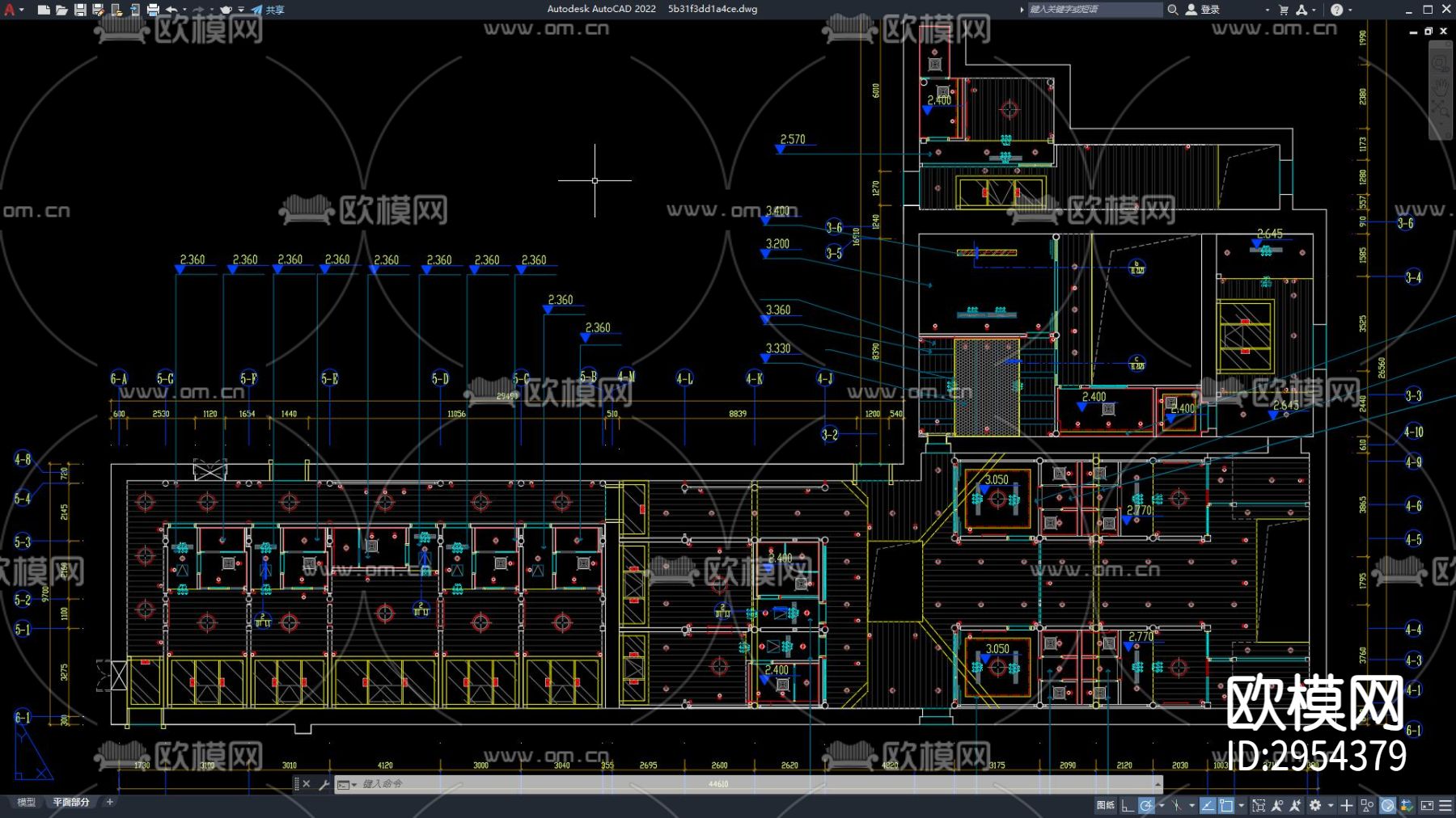 酒店客房 酒店空间布局 客房 标间 大床房 酒店cad施工图下载（渲染图2）
