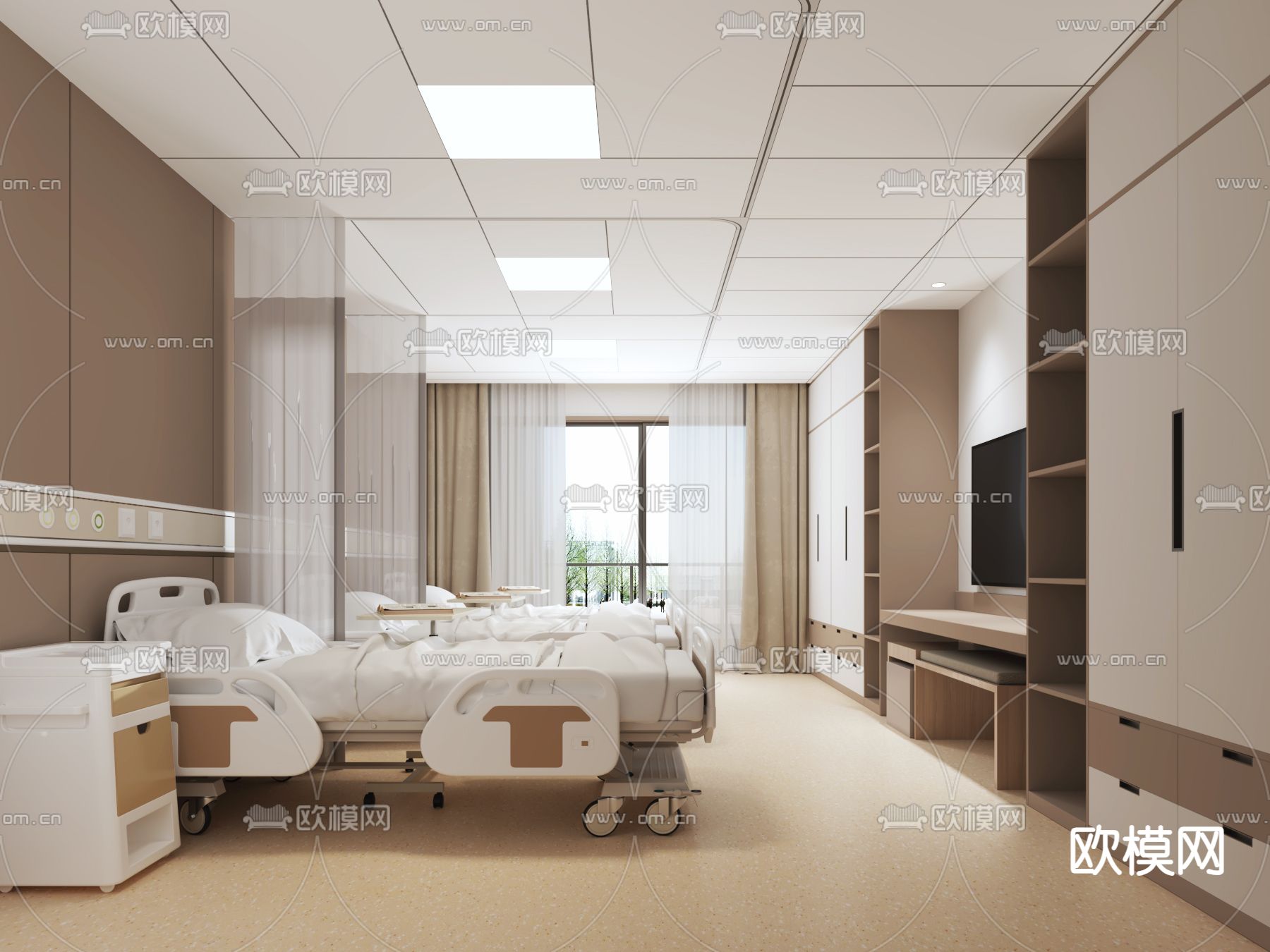 现代医院 病房3d模型下载