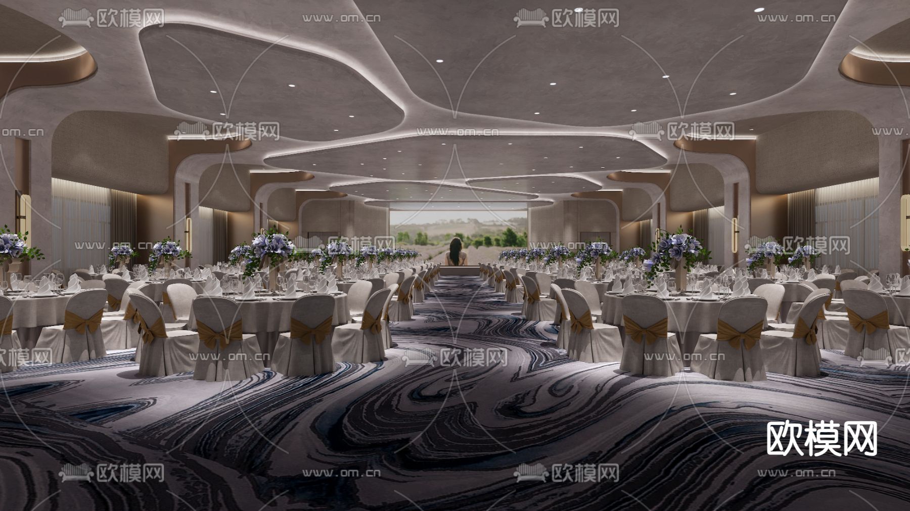 酒店宴会厅 婚宴3d模型下载