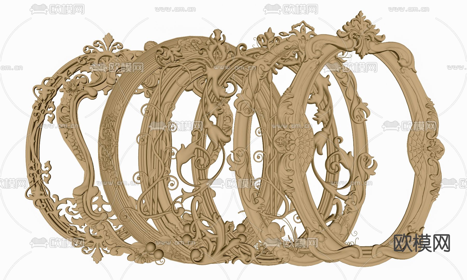 欧式雕花相框su模型下载（渲染图2）