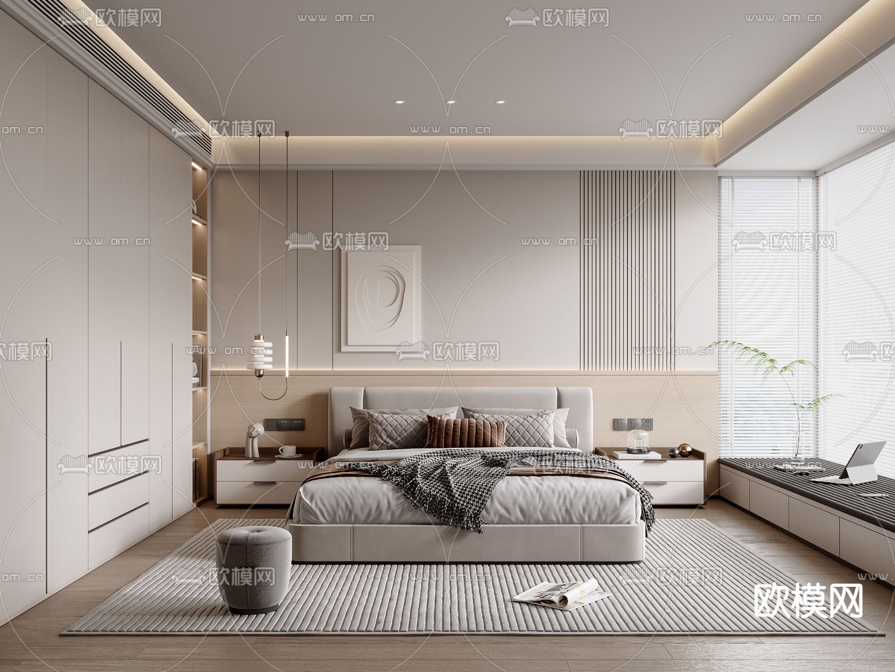现代卧室 主卧 主人房3d模型下载