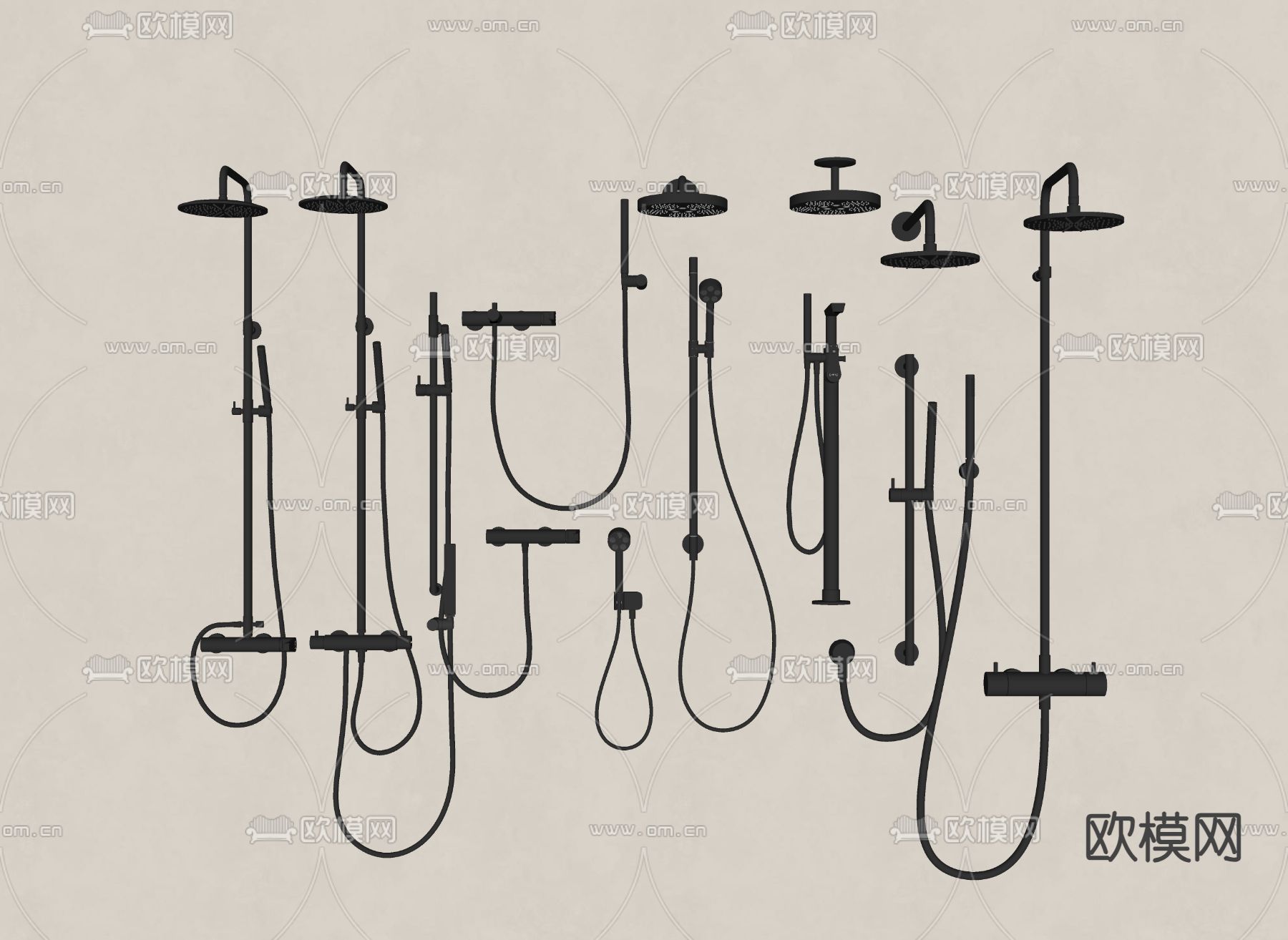 花洒 淋浴喷头su模型下载（渲染图2）