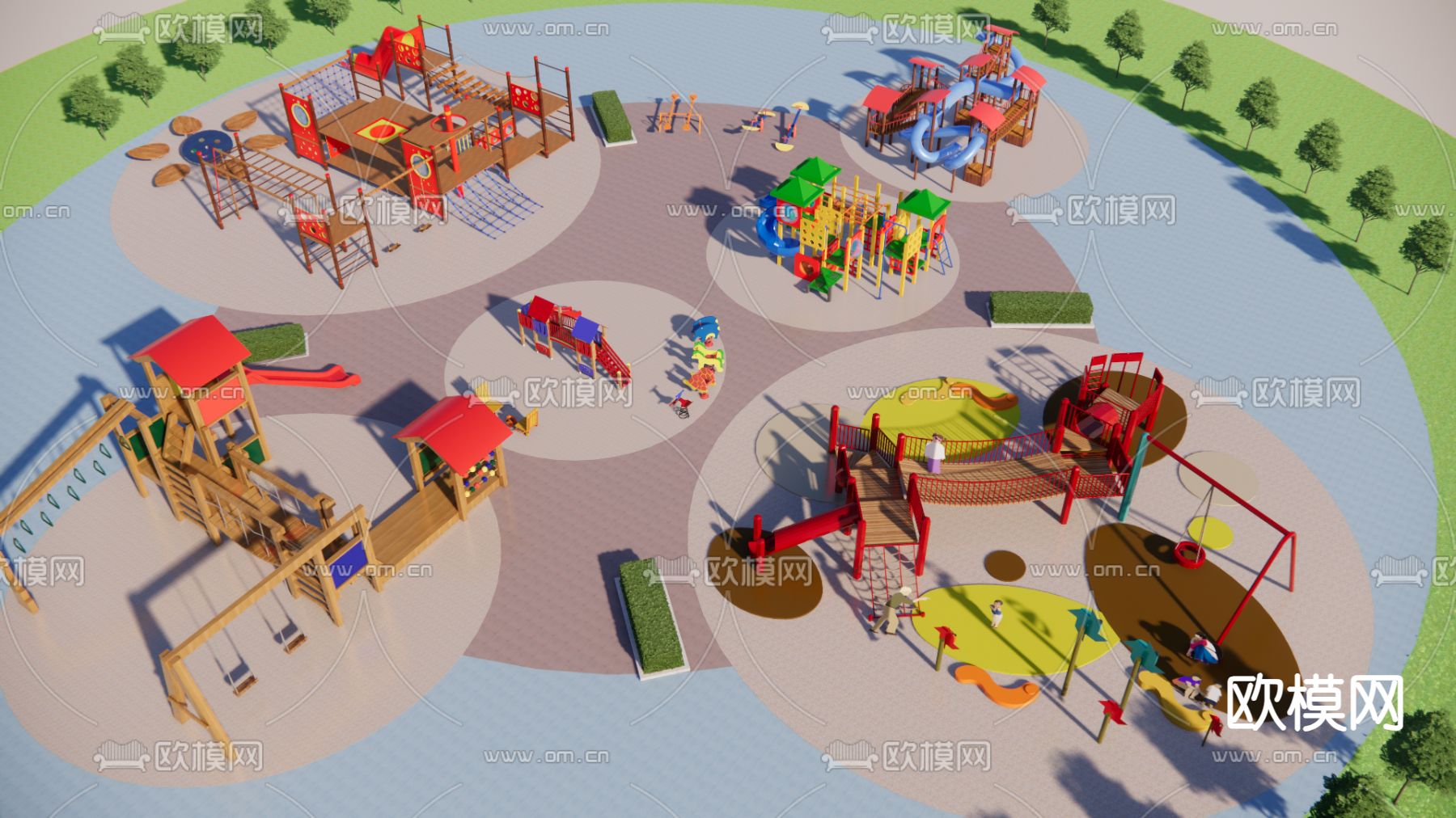 儿童滑梯 健身器材su模型下载（渲染图1）