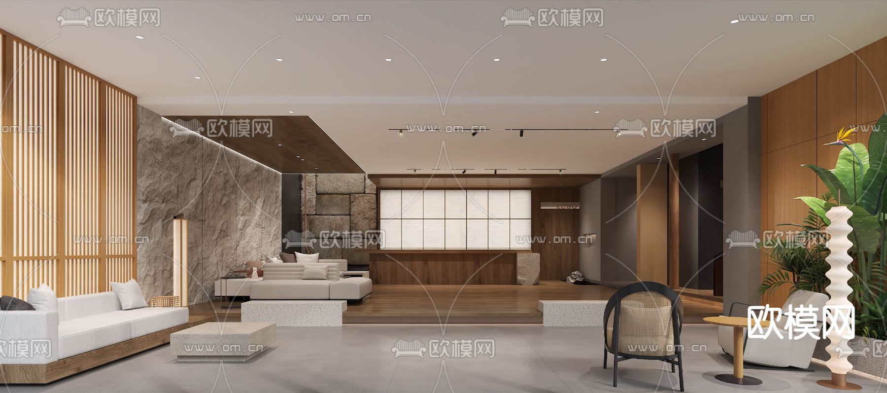 洗浴中心 前台3d模型下载（渲染图2）