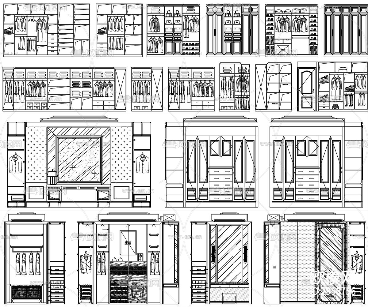衣柜设计详图剖面大样图设计素材cad图库下载（渲染图3）