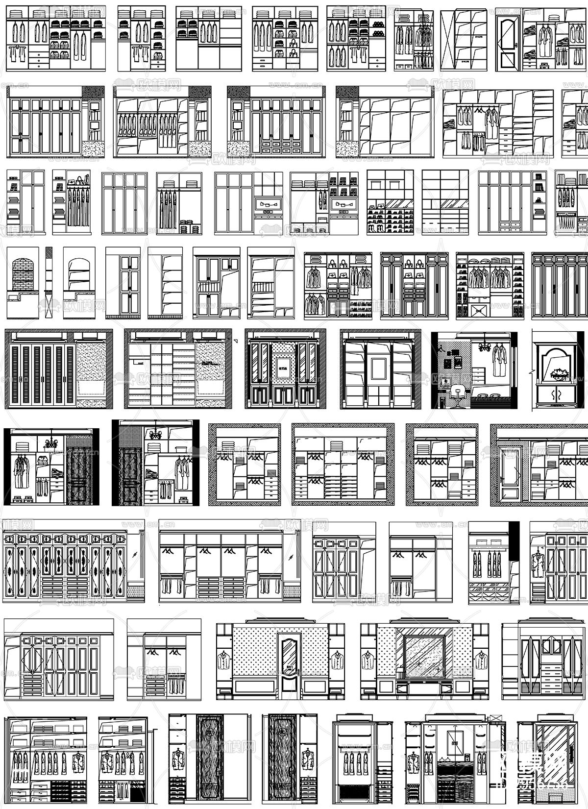 衣柜设计详图剖面大样图设计素材cad图库下载（渲染图7）
