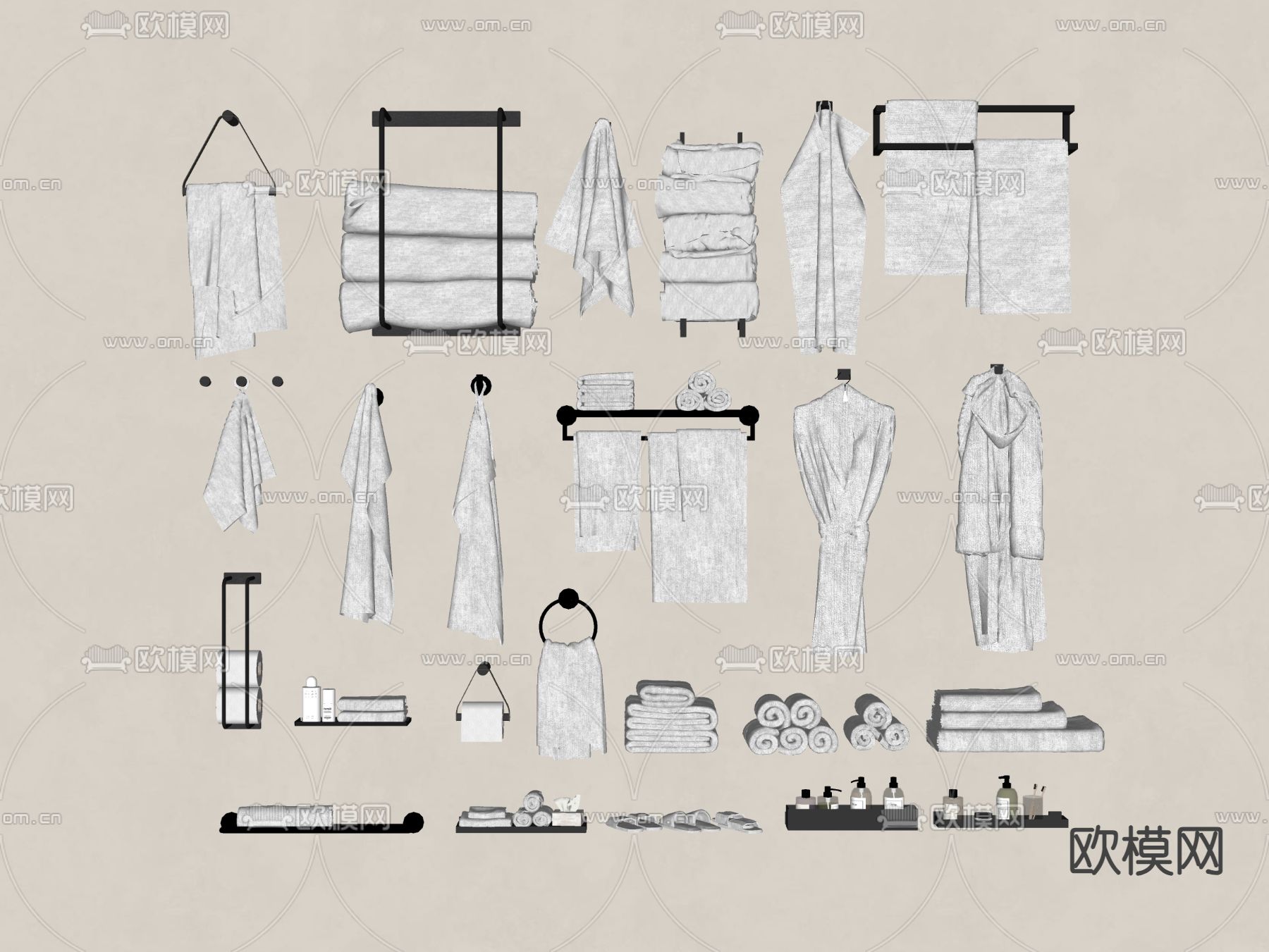 毛巾 浴袍su模型下载（渲染图2）