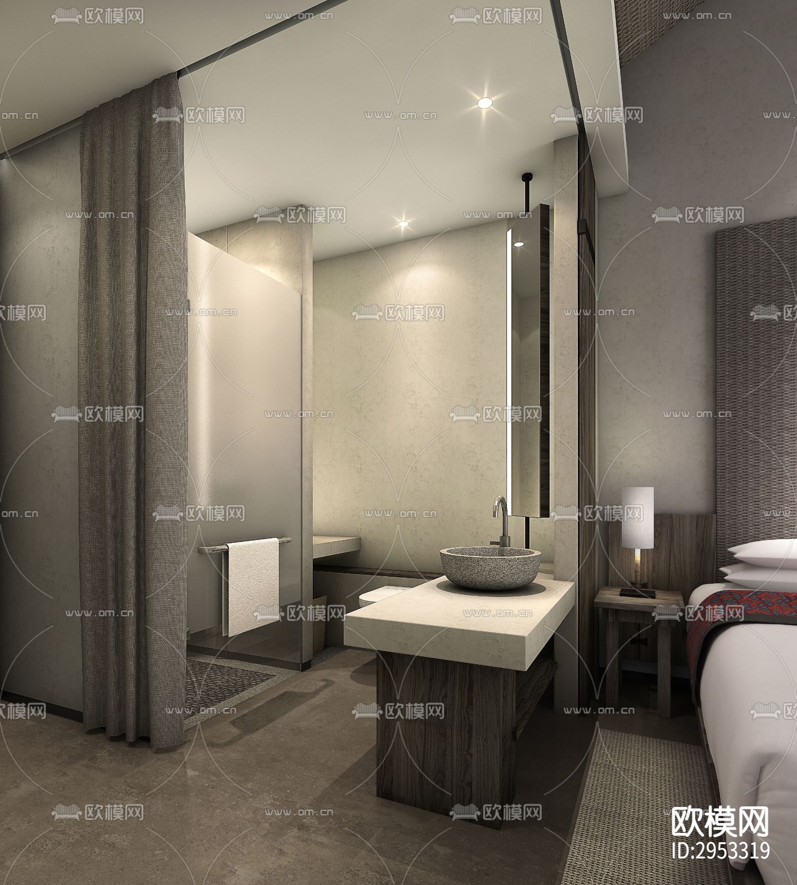 新中式温泉酒店效果图下载（渲染图5）