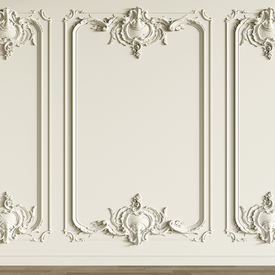 欧式雕花背景墙 护墙板su模型