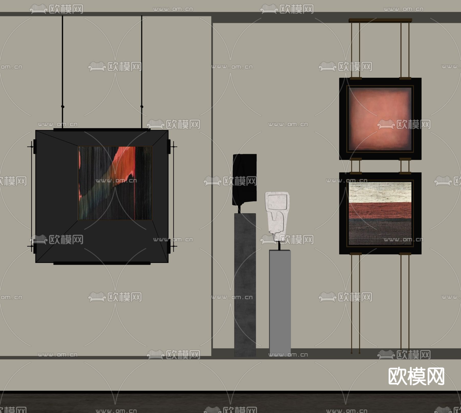 侘寂风装饰画su模型