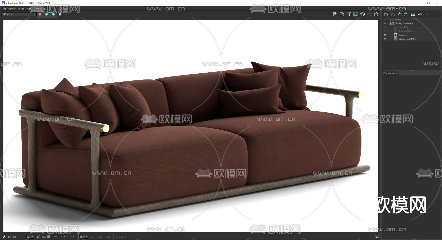 新中式沙发 双人沙发su模型下载（渲染图3）