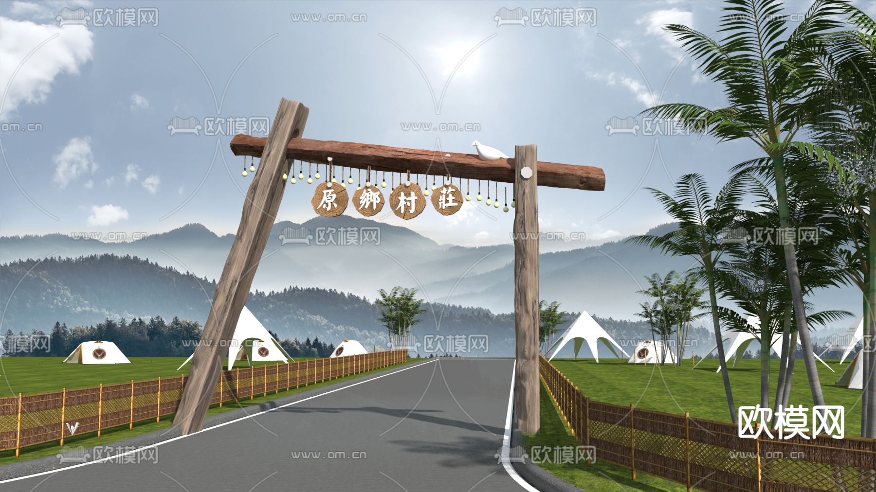 露营入口 农场景观3d模型下载