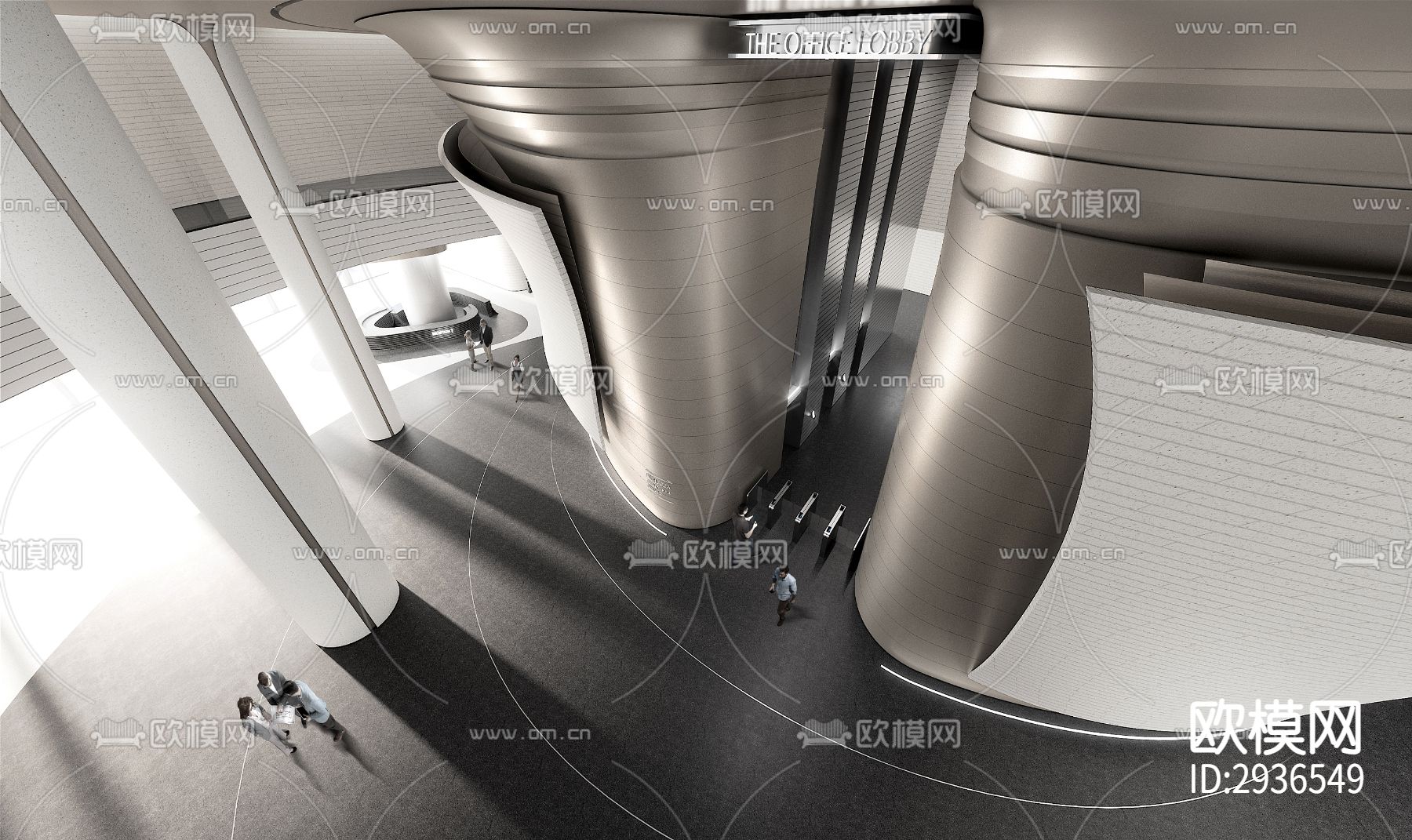 现代商务大堂效果图下载（渲染图7）