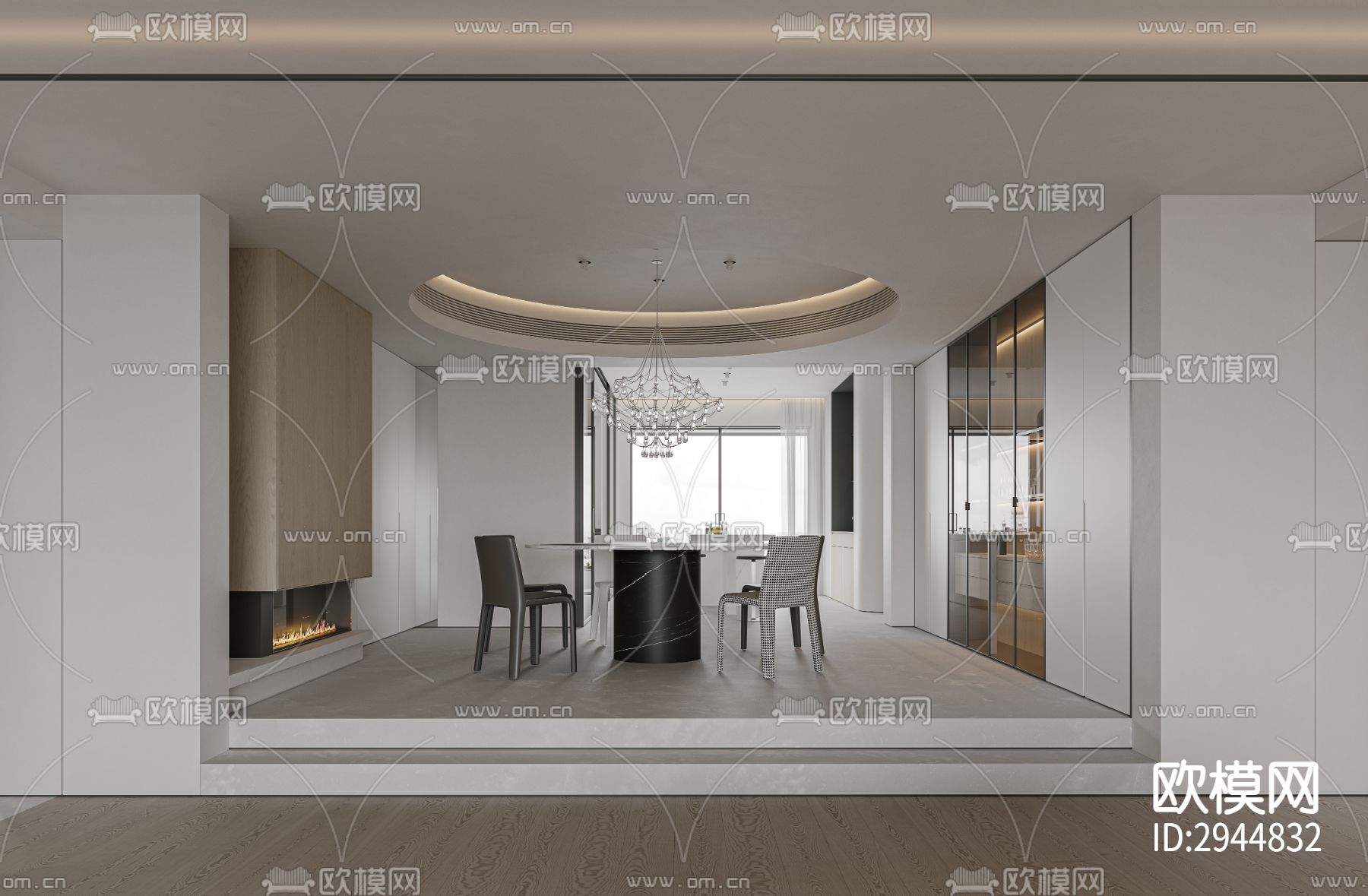 奶油风极简平层效果图下载（渲染图18）