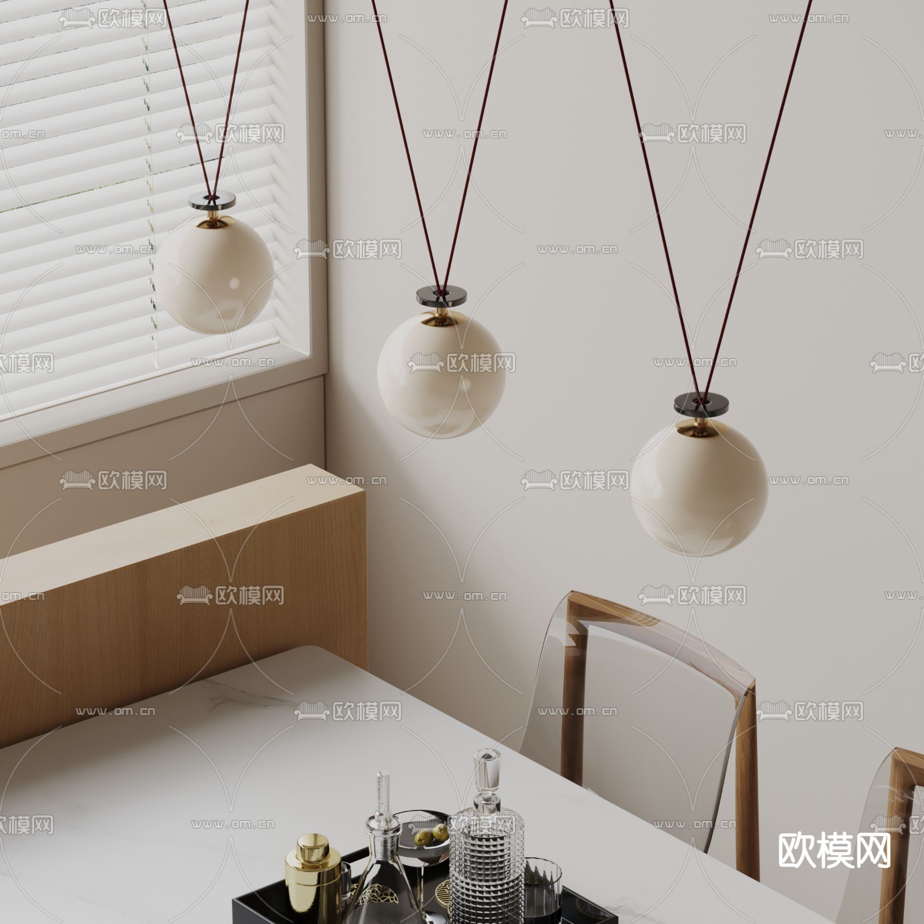 现代吊灯su模型下载（渲染图2）