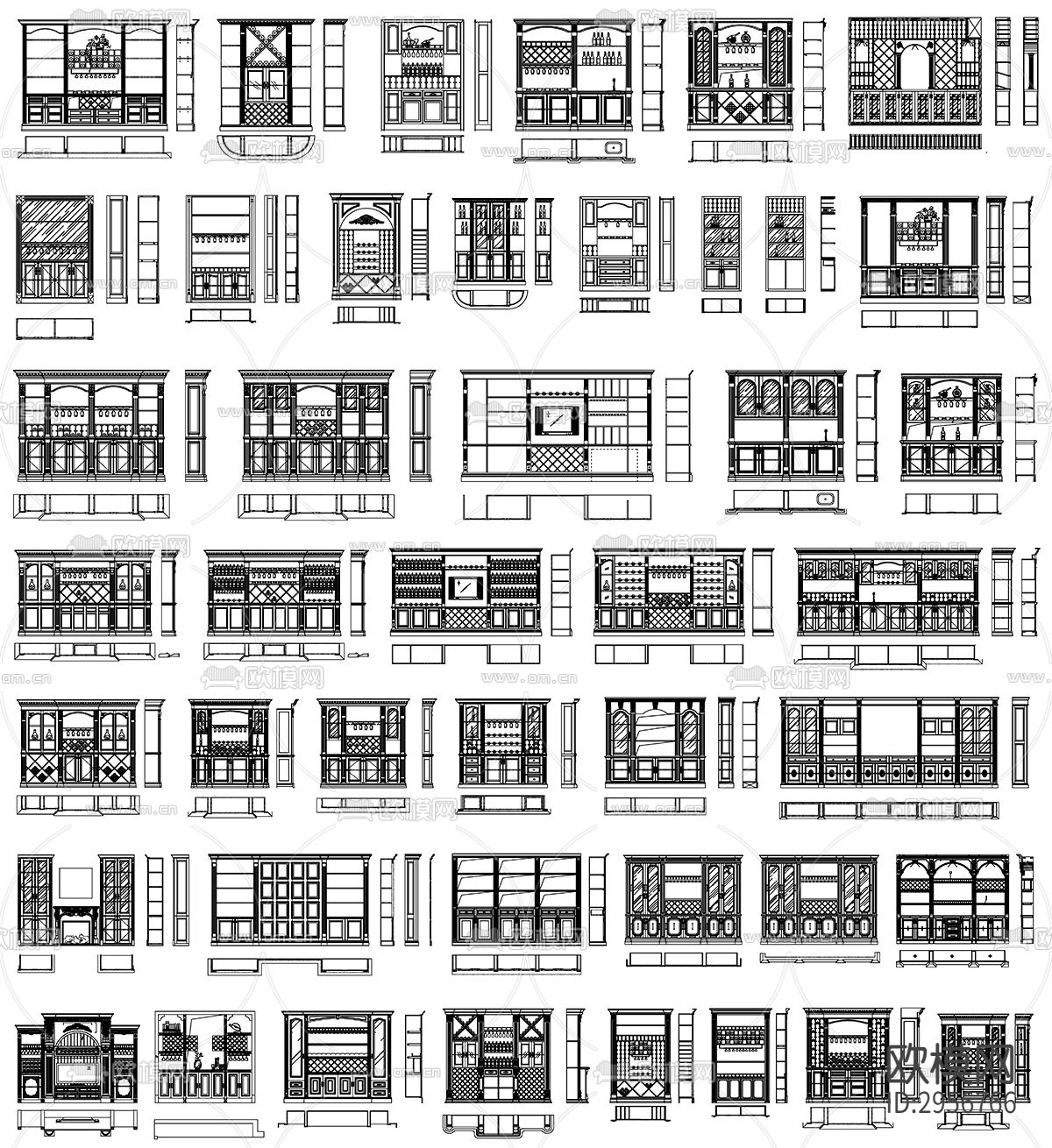 酒窖酒柜设计素材cad图库下载（渲染图8）