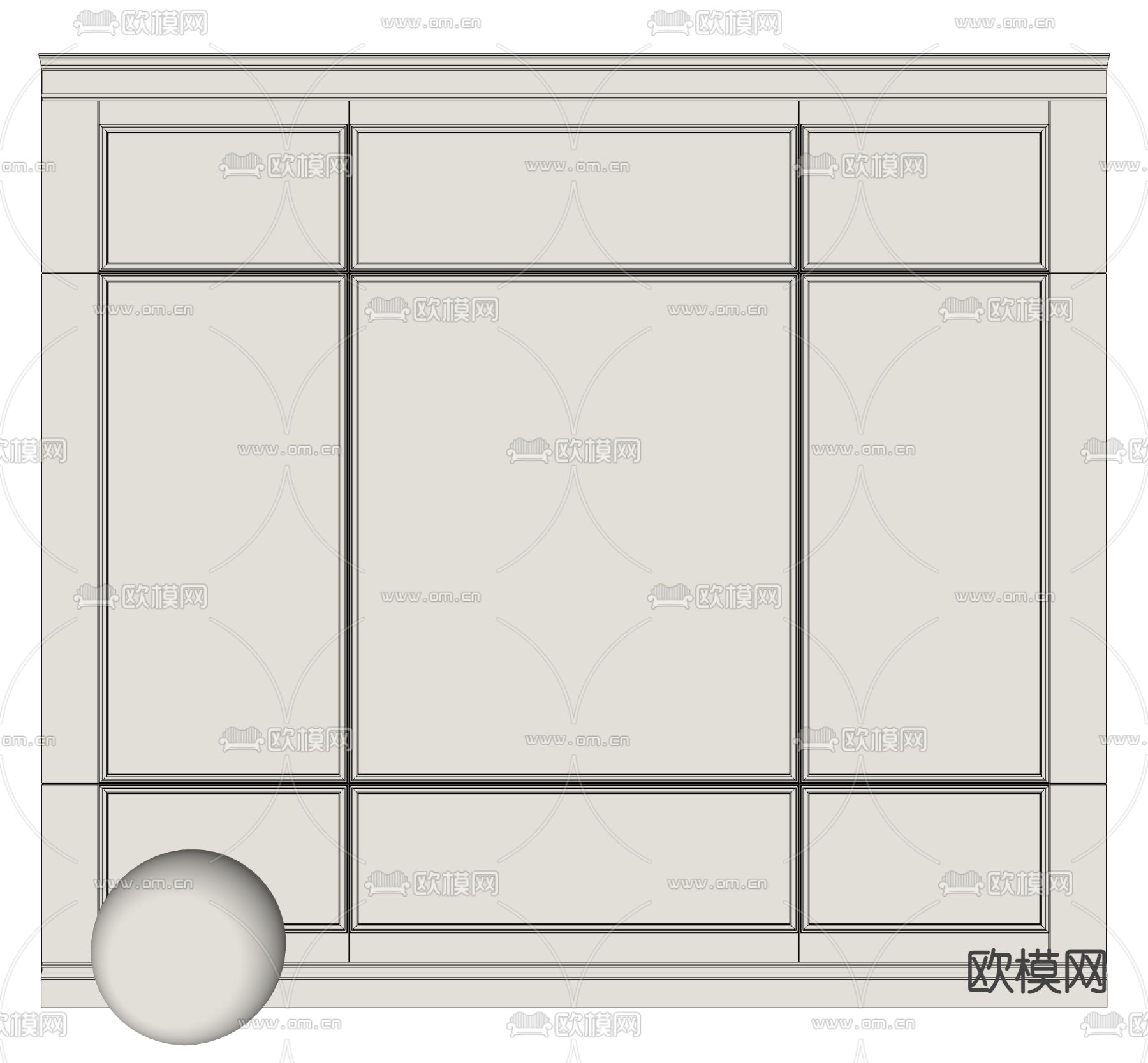 简欧墙饰板 护墙板su模型