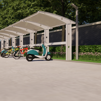  非机动车棚 单车棚su模型 