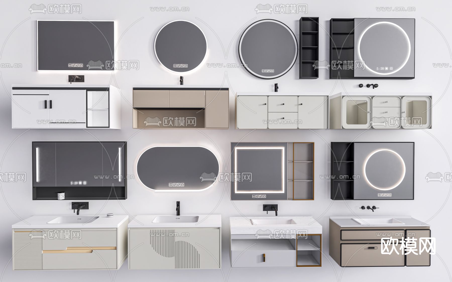 现代浴室柜 洗漱台 洗手台 洗面台su模型下载（渲染图1）