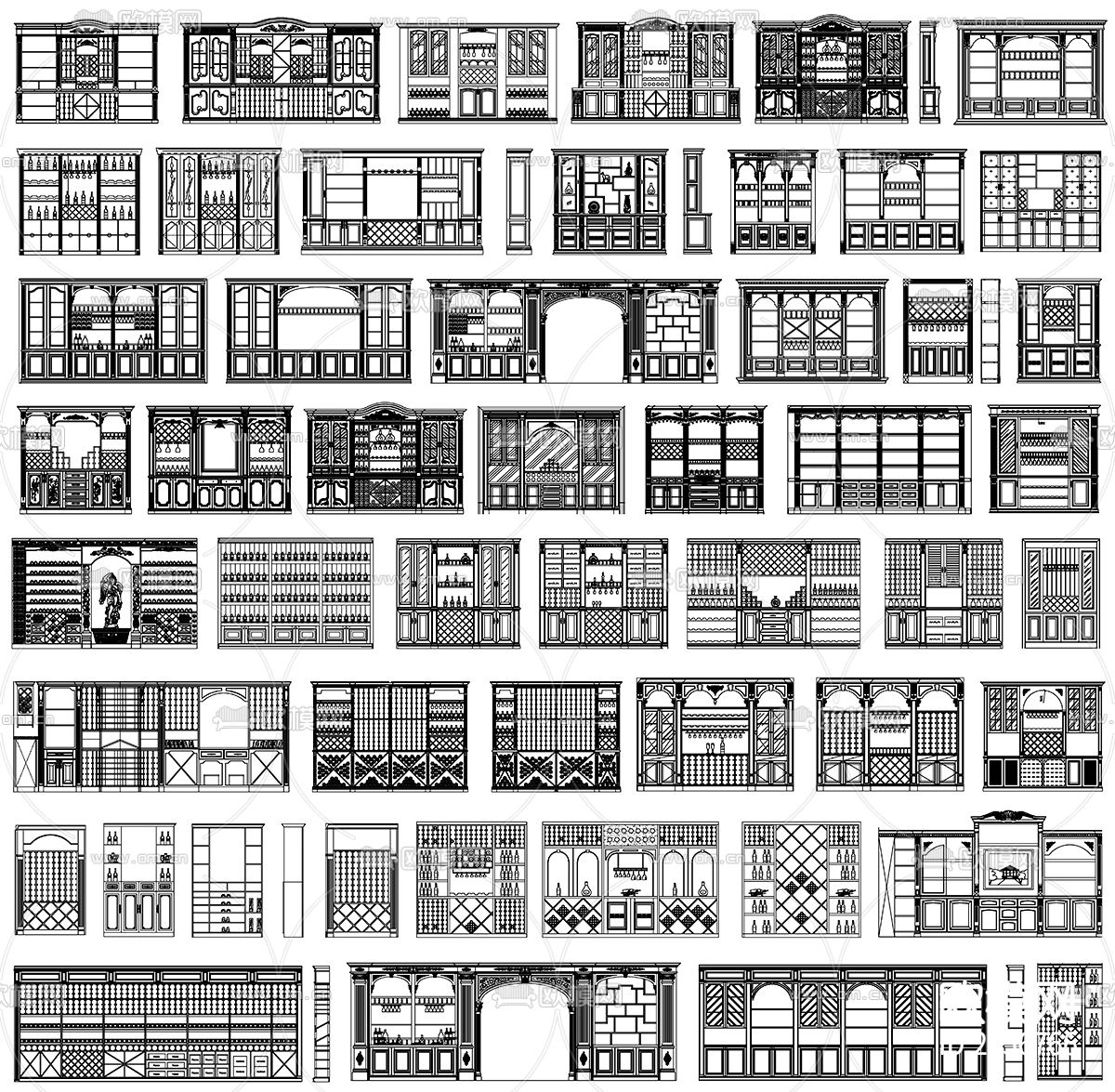 酒窖酒柜设计素材cad图库下载（渲染图7）