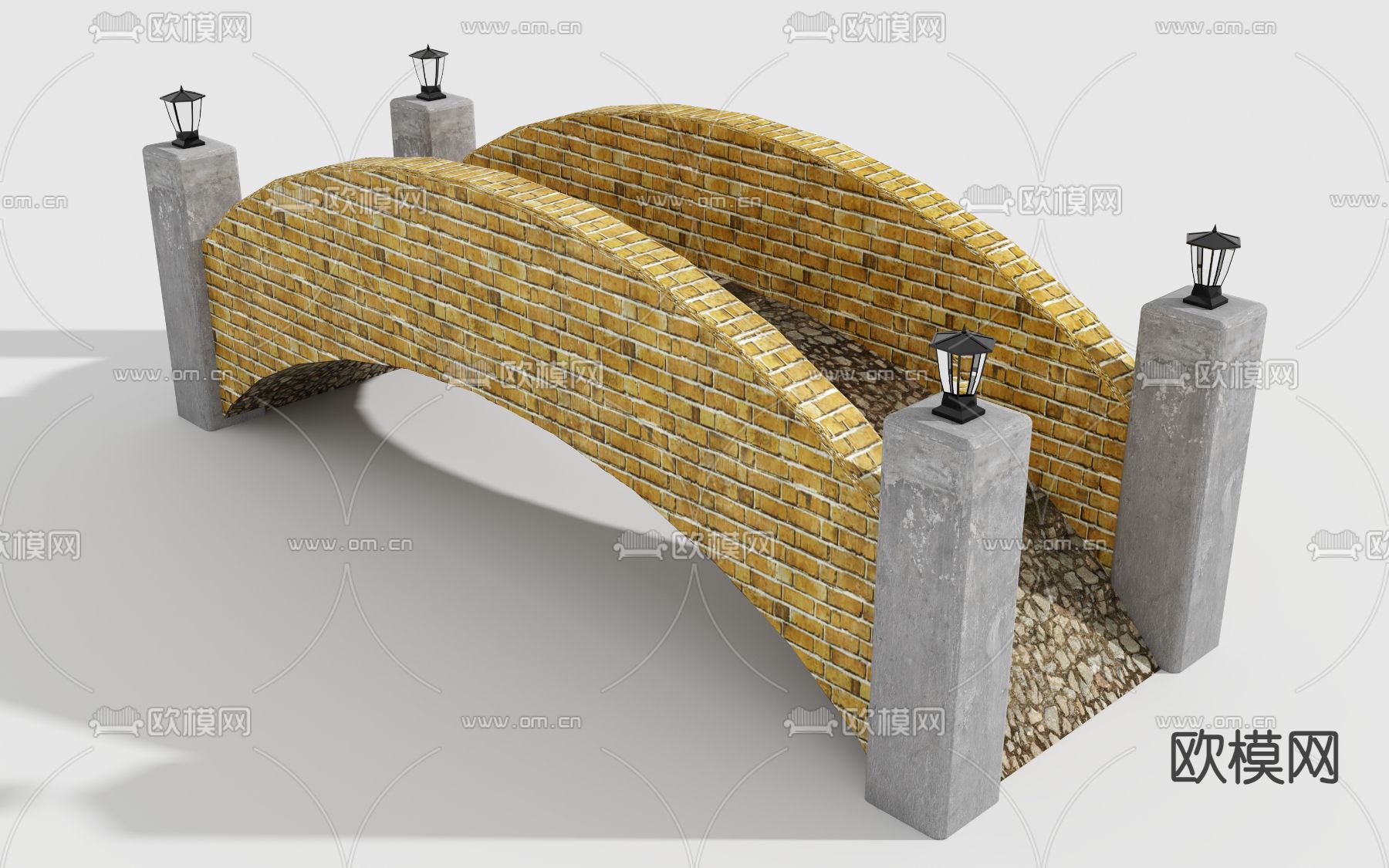 新中式拱桥 景观桥 石桥免费3d模型下载