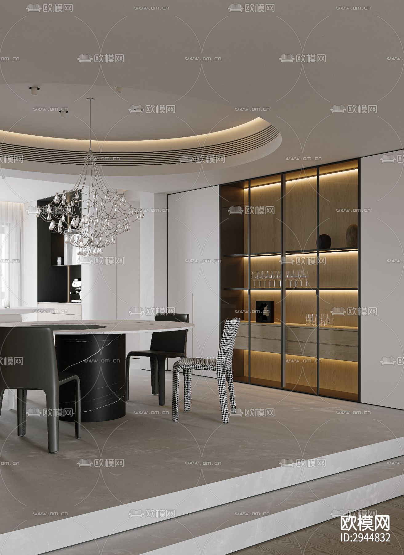 奶油风极简平层效果图下载（渲染图10）