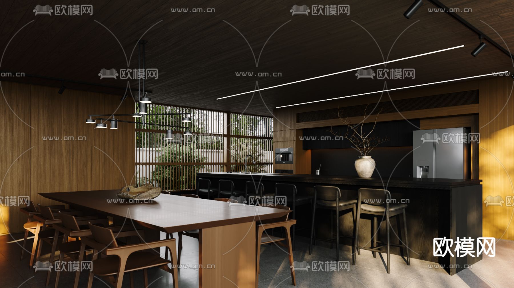 大平层客厅 餐厅3d模型下载（渲染图4）