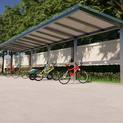  非机动车棚 单车棚su模型 