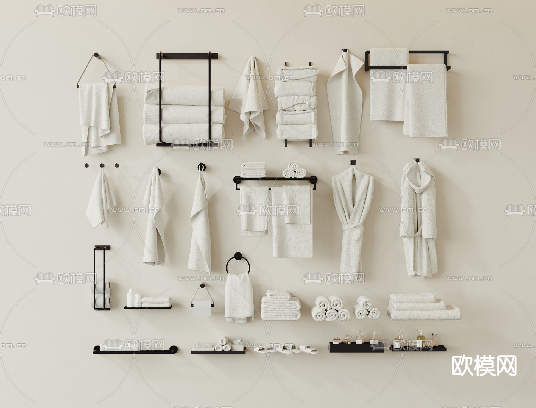 毛巾 浴袍su模型下载（渲染图1）