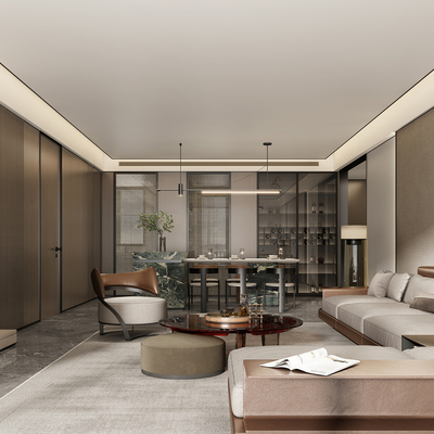  Minotti 客厅 组合沙发su模型 