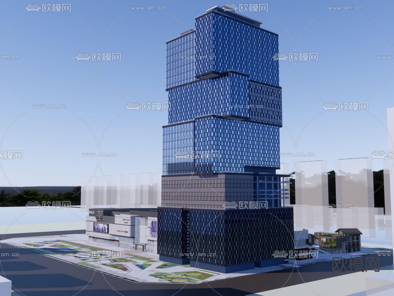 商业总合体鸟瞰su模型下载（渲染图3）