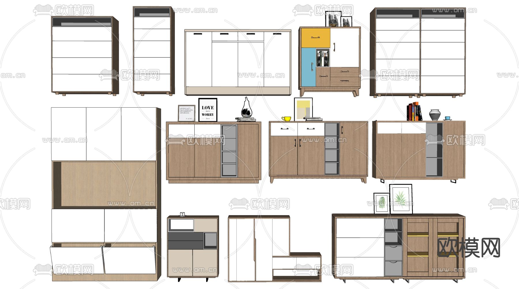 现代玄关鞋柜 储物柜 矮柜su模型下载（渲染图3）