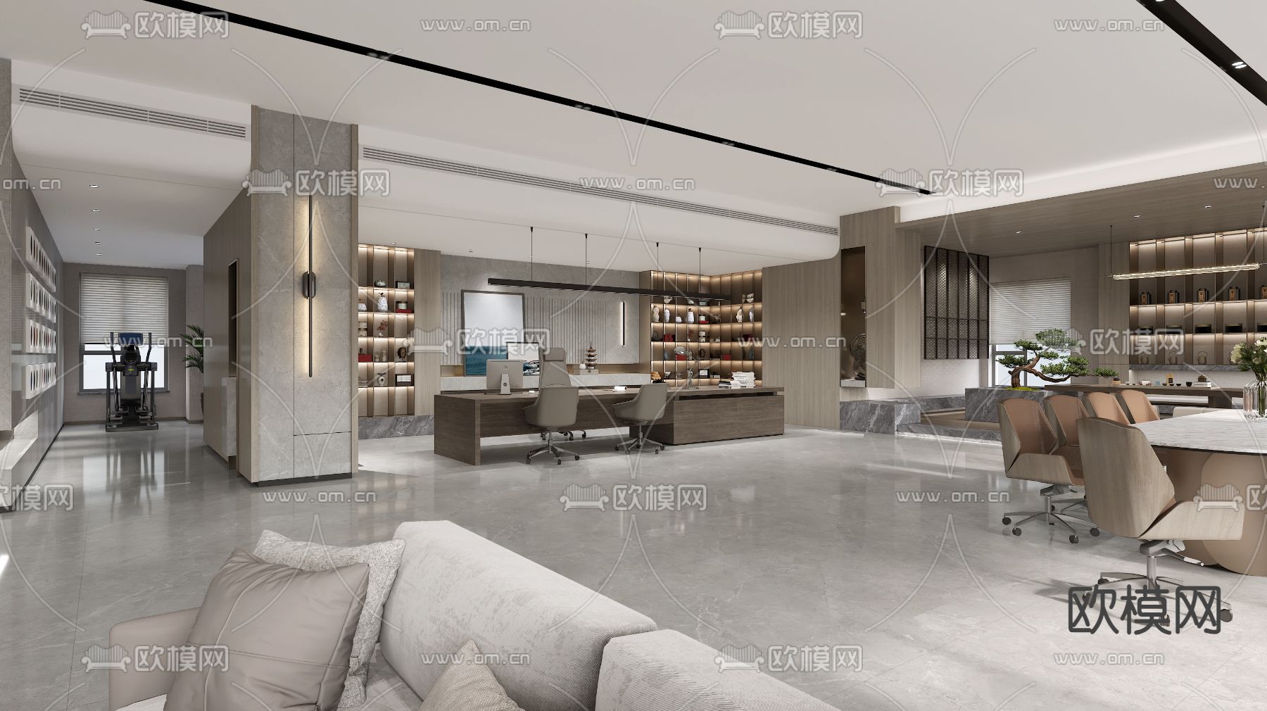 总经理室 董事长室3d模型下载（渲染图1）