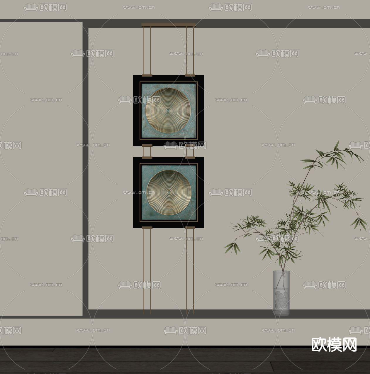 侘寂风装饰画 抽象画 挂画su模型下载（渲染图2）
