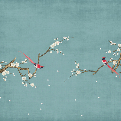  新中式墙纸 墙画 墙布贴图 