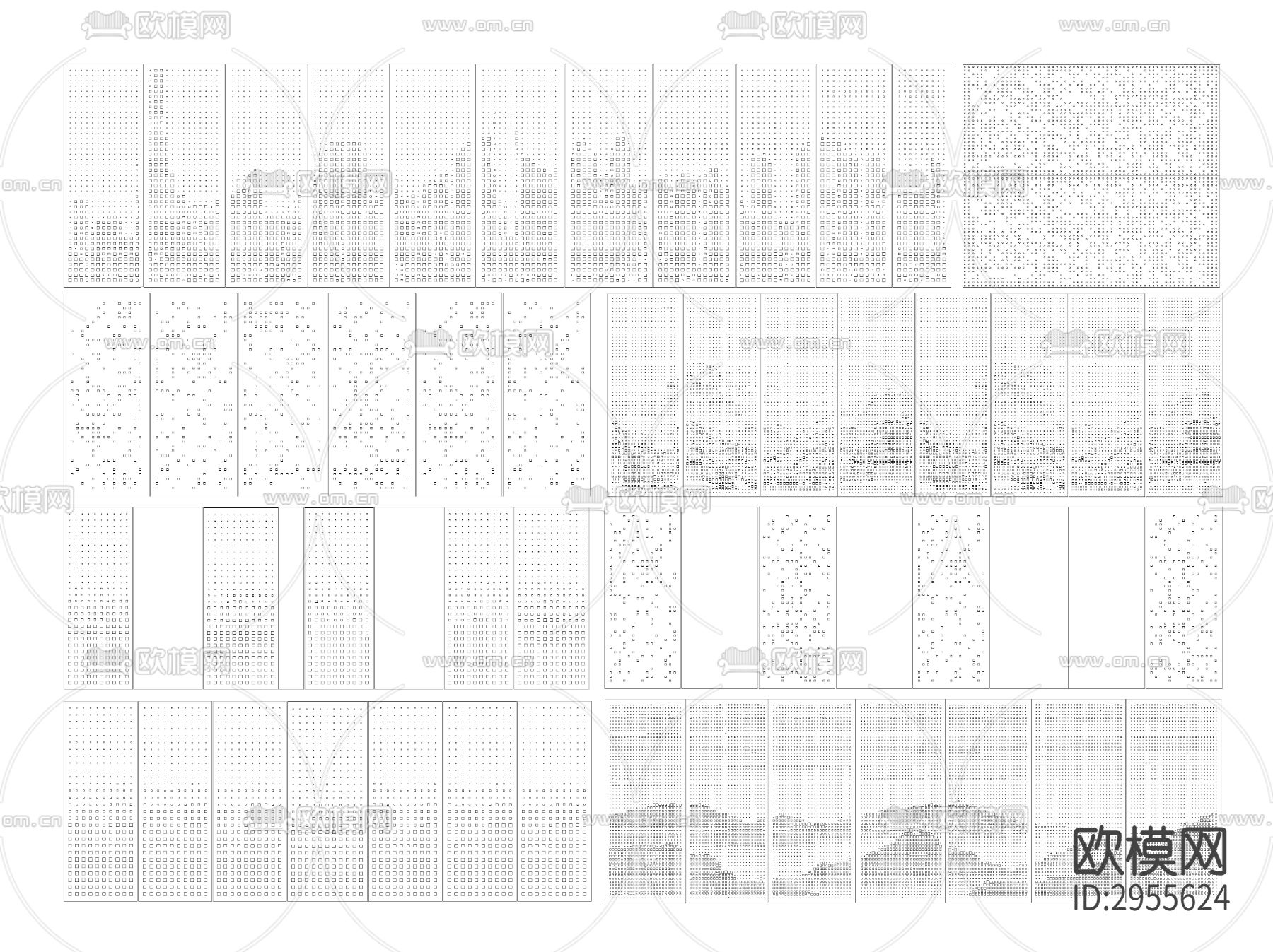 渐变冲孔板 穿孔板 建筑镂空表皮 穿洞板铝板cad图库下载