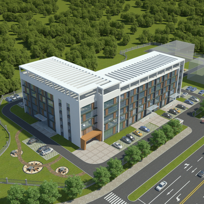  办公楼鸟瞰图su模型 