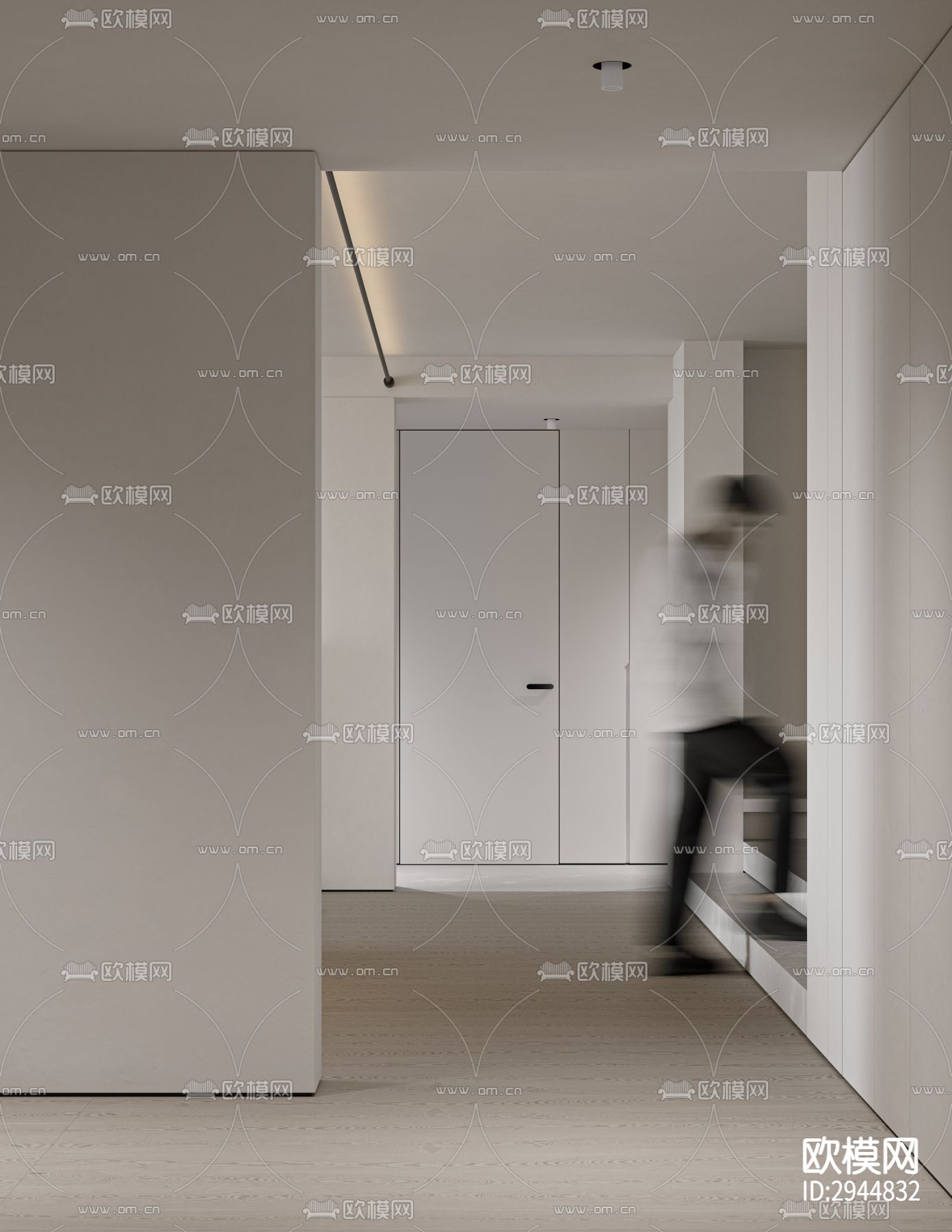 奶油风极简平层效果图下载（渲染图3）