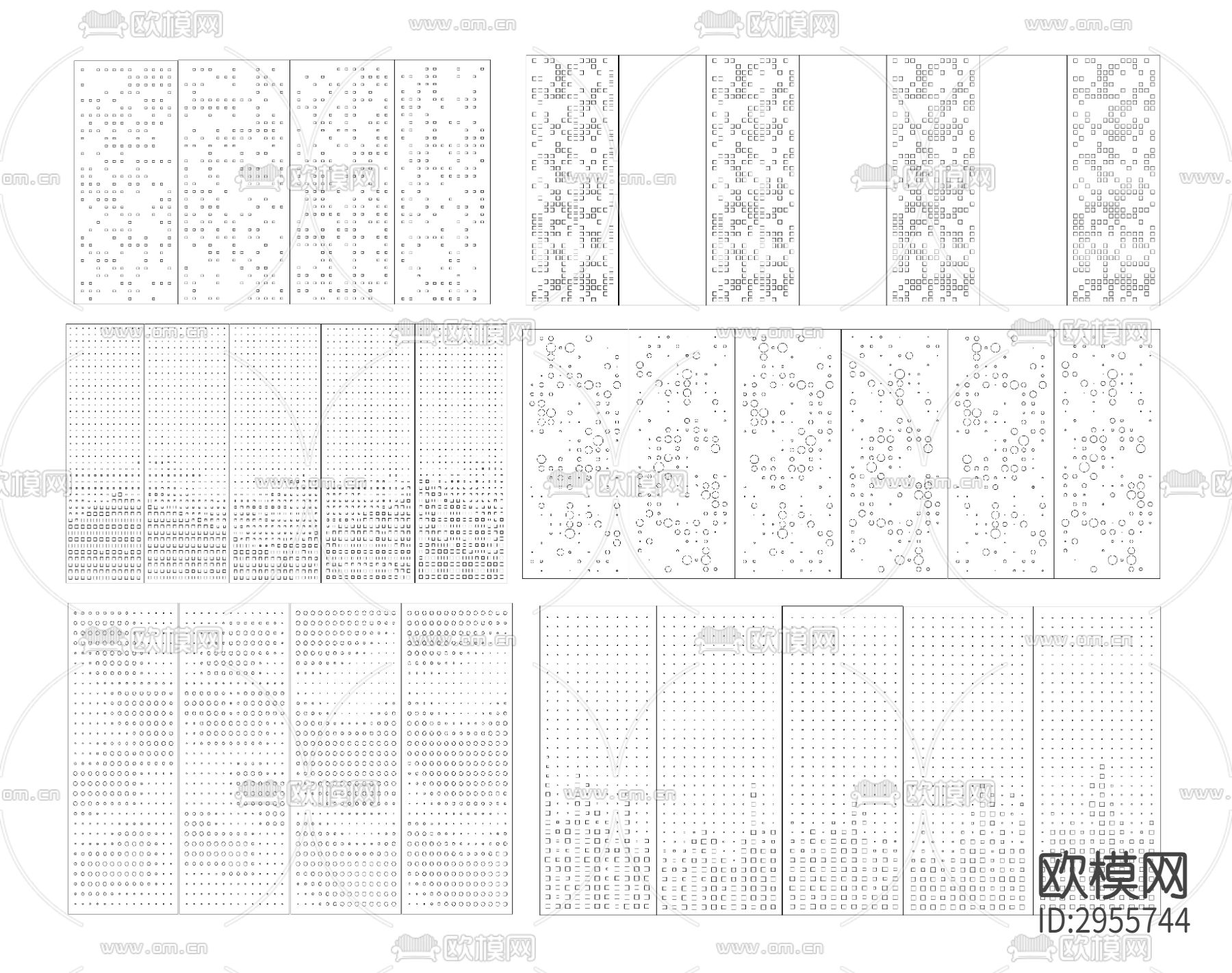 渐变冲孔板 穿孔板 建筑镂空表皮 穿洞板铝板cad图库下载