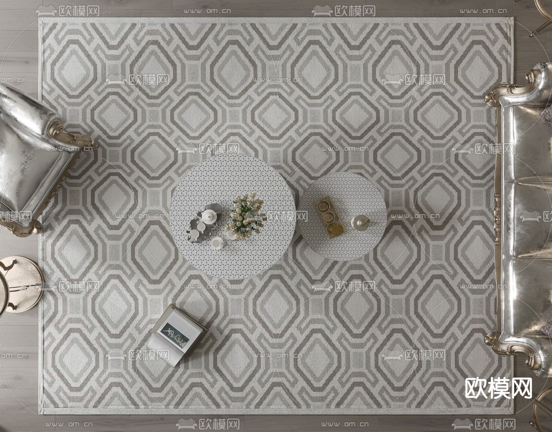 美式地毯 方毯3d模型下载