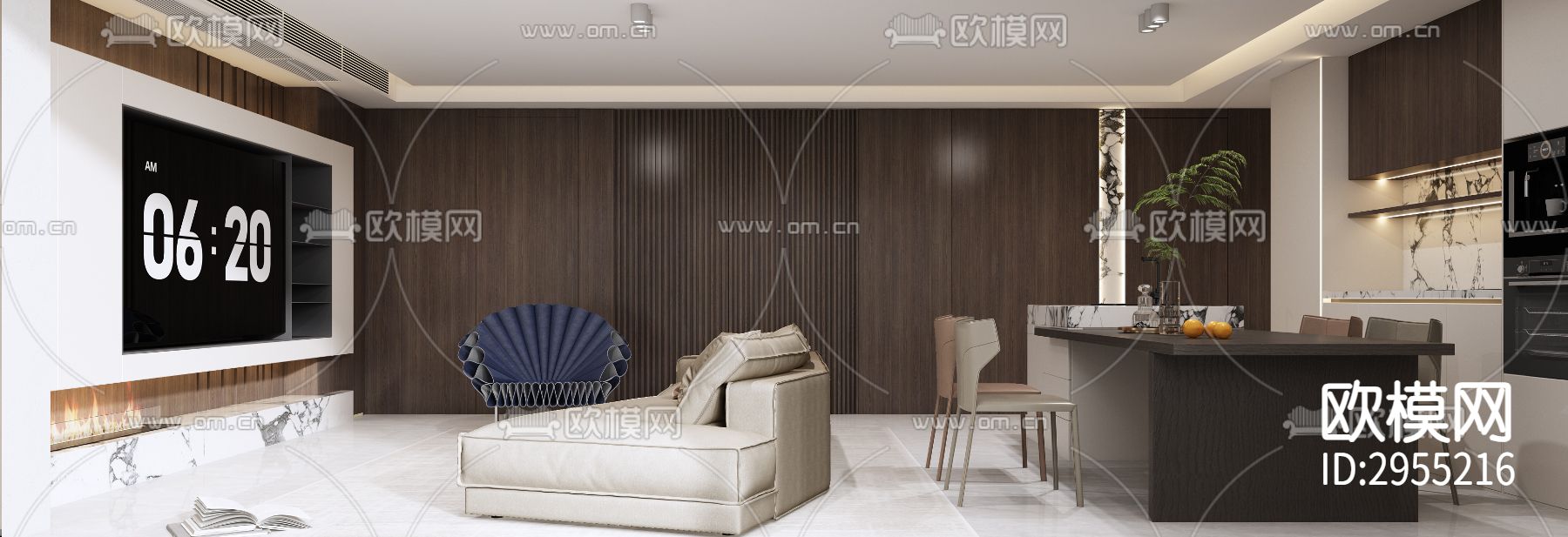 现代平层效果图下载（渲染图9）