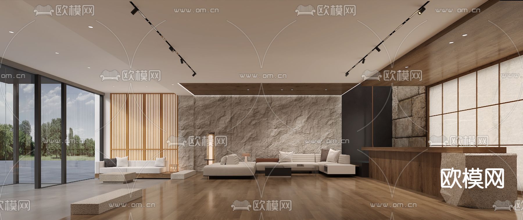 洗浴中心 前台3d模型下载（渲染图1）