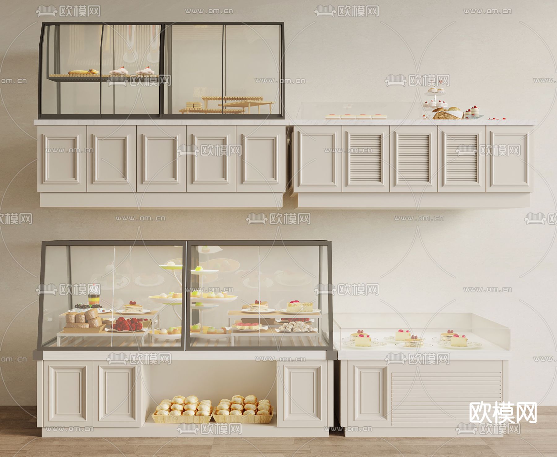 面包店展柜 货柜 蛋糕柜3d模型下载