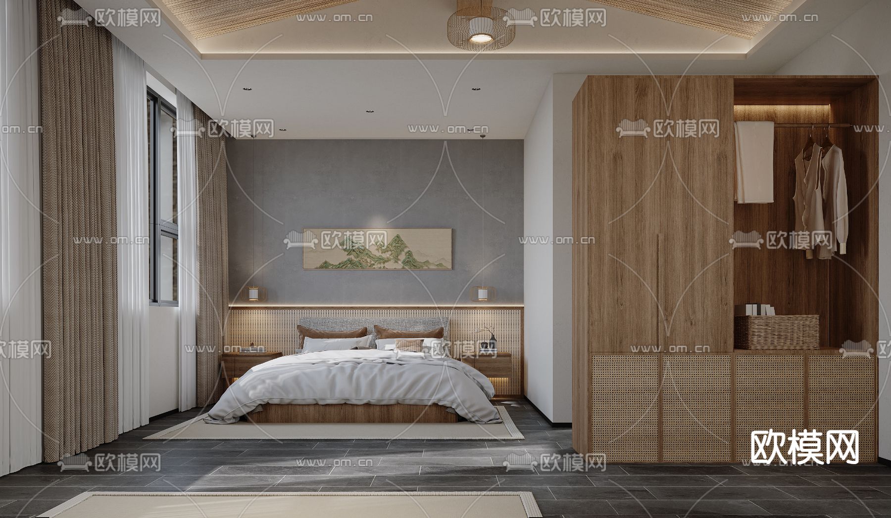 侘寂民宿客房3d模型下载（渲染图1）