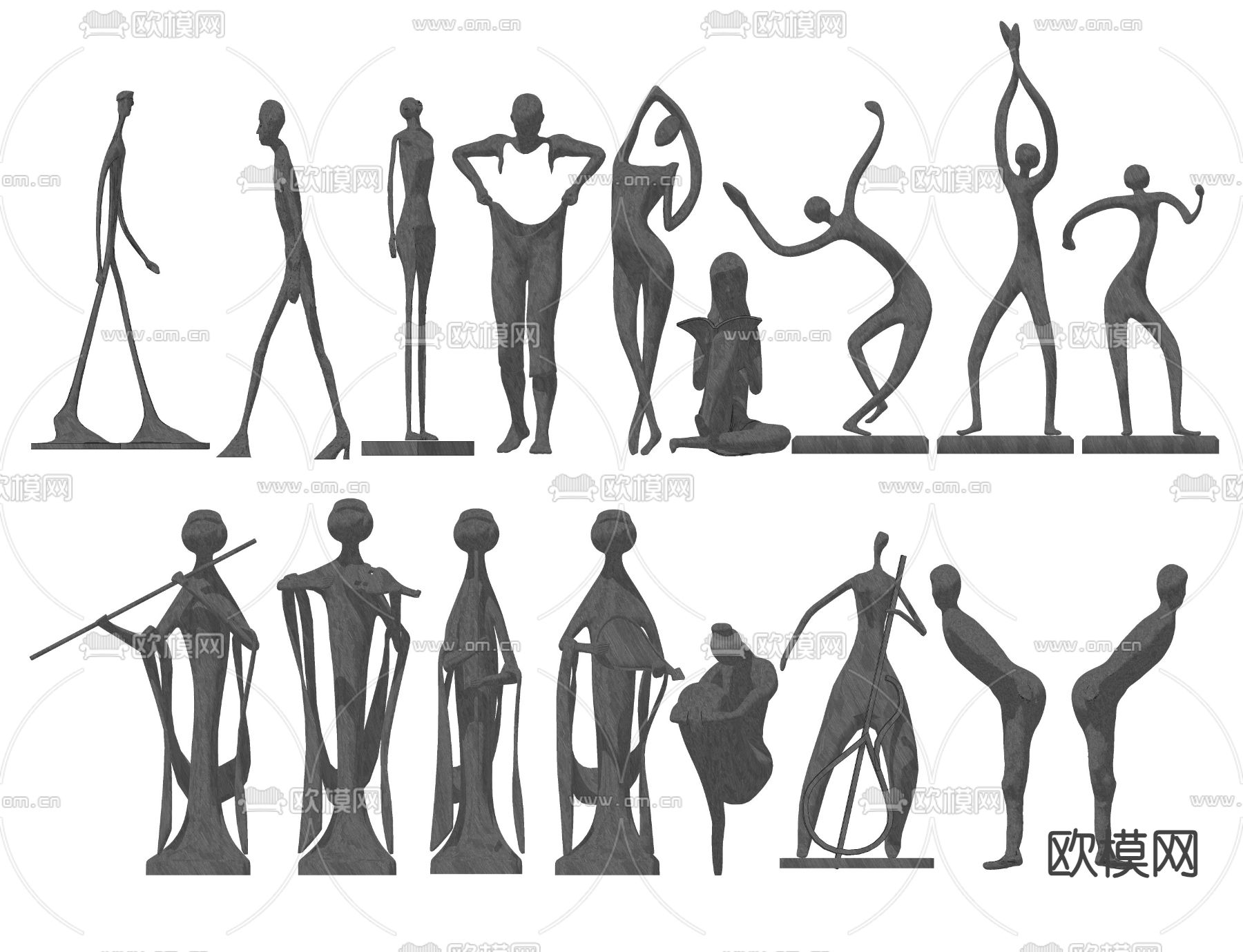 人物雕塑 小品 摆件su模型