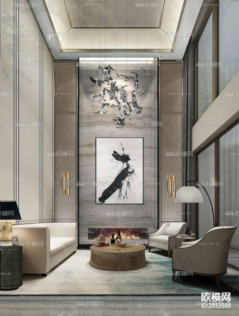 新中式别墅效果图下载（渲染图9）