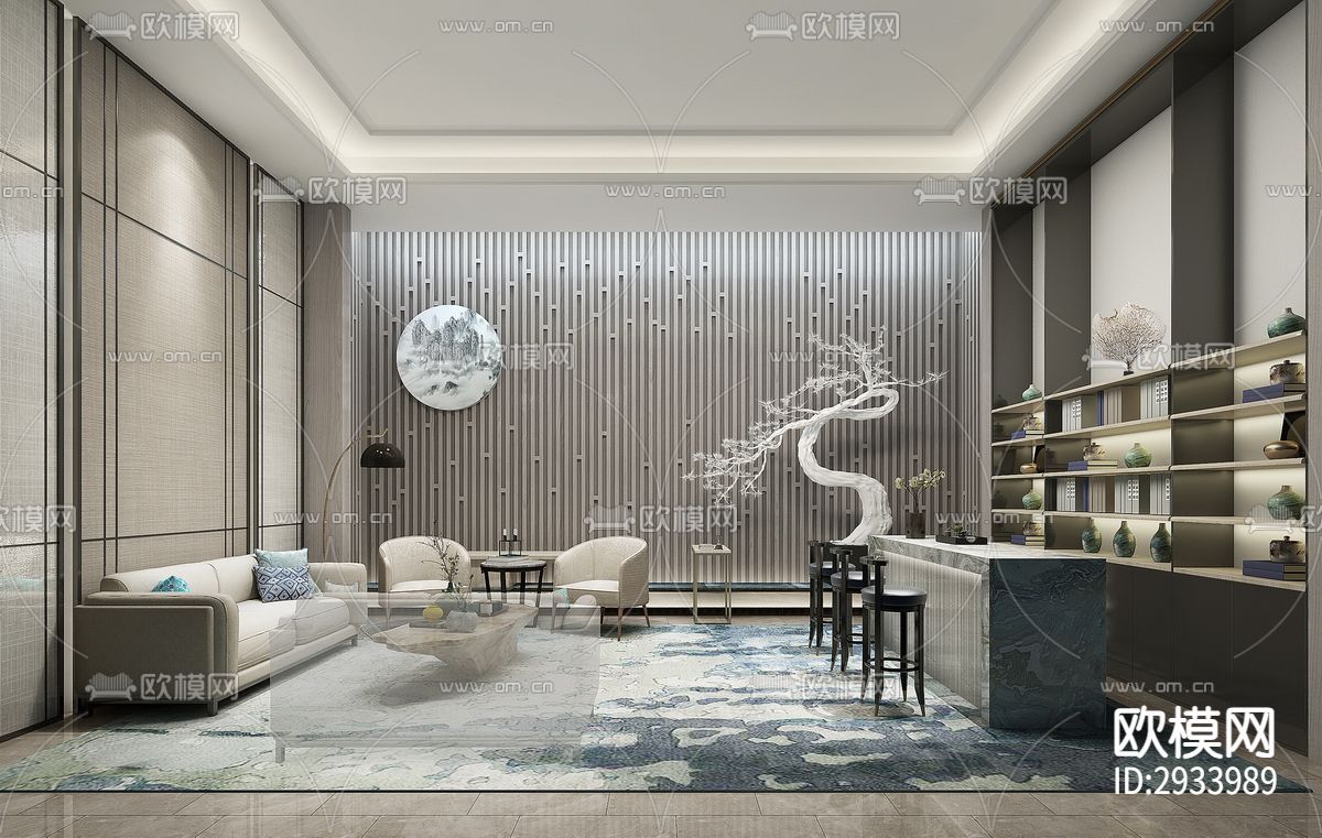 新中式别墅效果图下载（渲染图1）