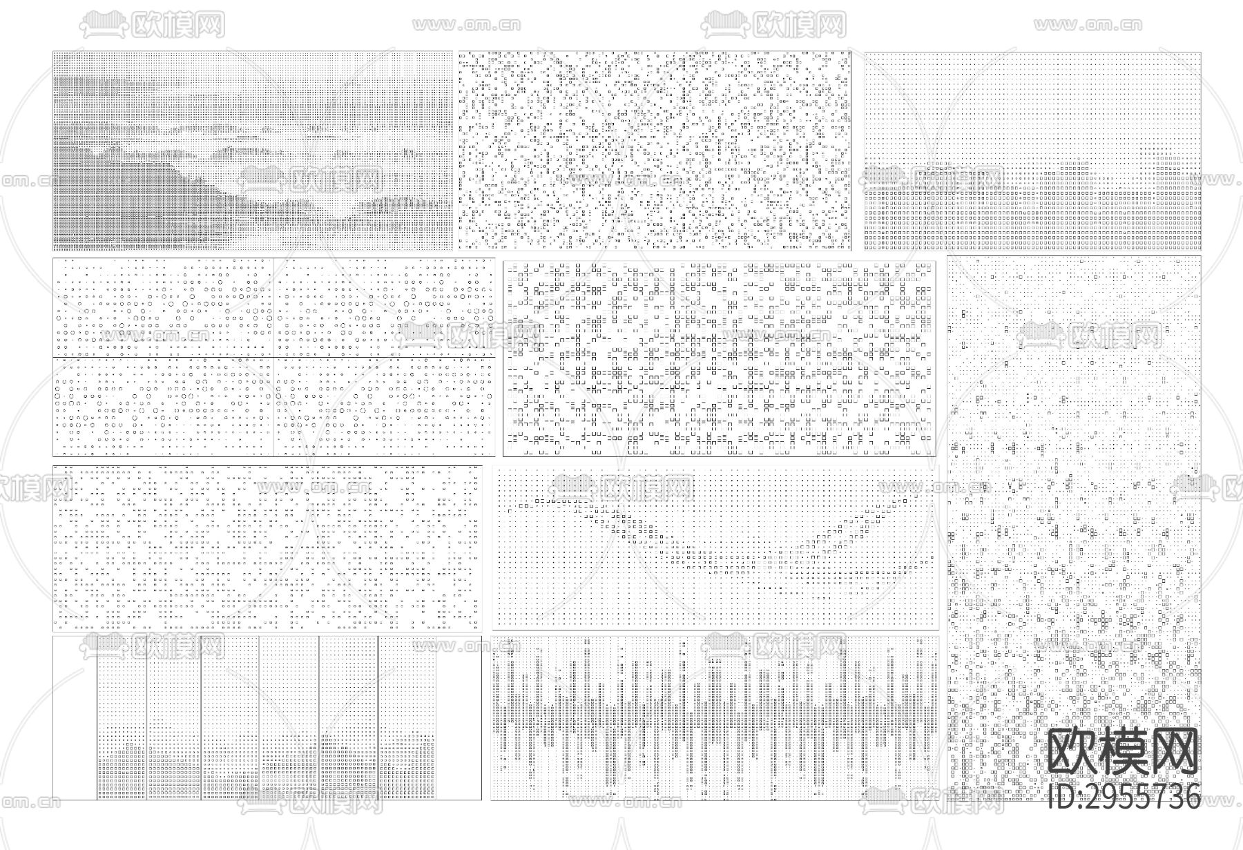 渐变冲孔板 穿孔板 建筑镂空表皮 穿洞板铝板cad图库下载